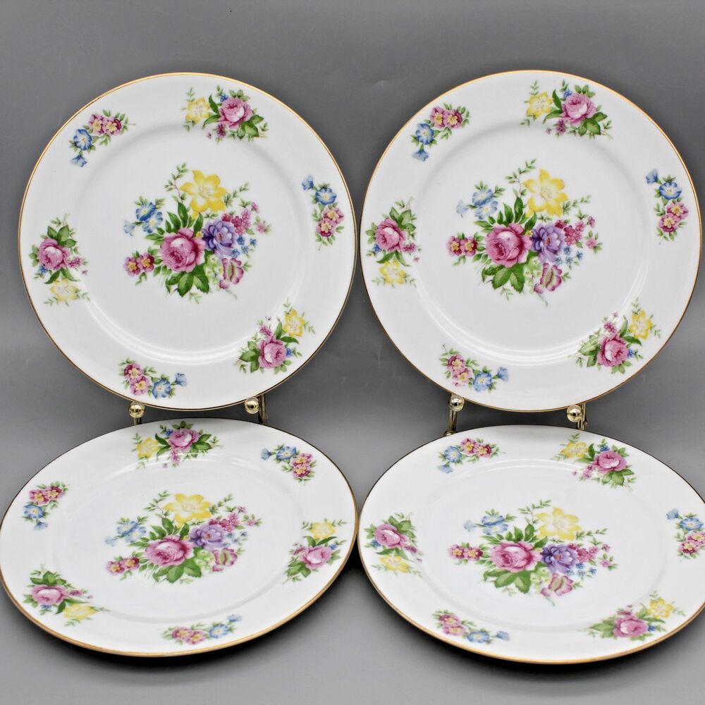 Kingswood China 4 Salad Plates Floral 7.5" diameter Occupied Japan Spring